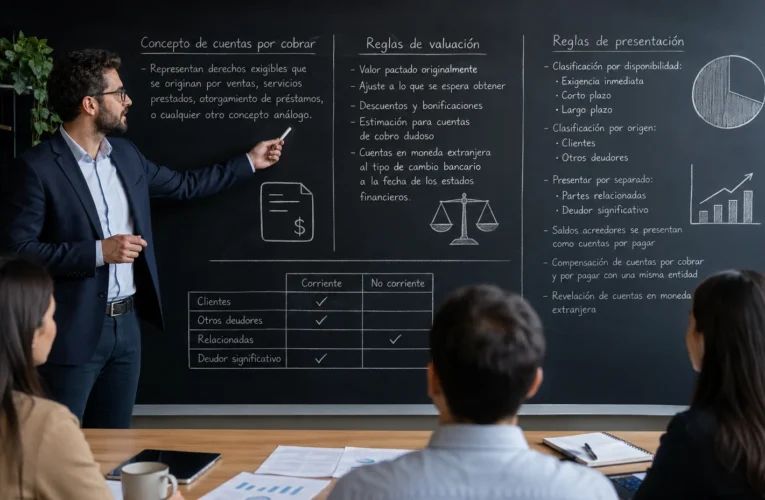 Principales reglas de valuación y presentación de cuentas por cobrar